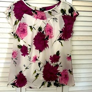 Talbots Petite Floral Silk Top With Cami